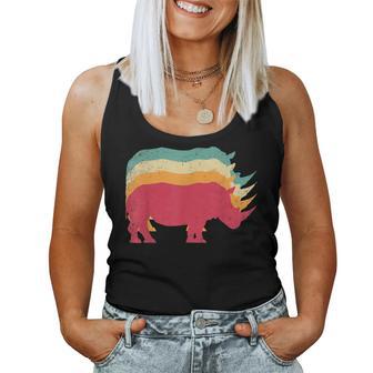 70'S 80'S Style Retro Rhino Rhinoceros Vintage Dad Mom Women Tank Top - Monsterry CA