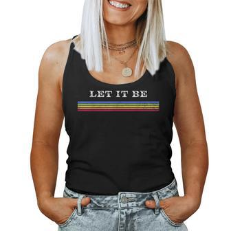 70'S Rainbow Striped Hippie Let It Be Women Tank Top - Monsterry