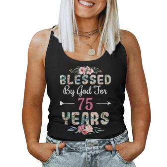 75Th Birthday Man Woman Blessed By God For 75 Years Women Tank Top - Monsterry DE