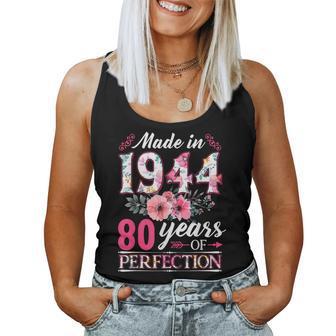 80 Year Old Made In 1944 Floral Flower 80Th Birthday Womens Women Tank Top - Monsterry UK