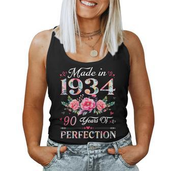 90 Year Old Made In 1934 Floral 90Th Birthday Women Women Tank Top | Seseable CA
