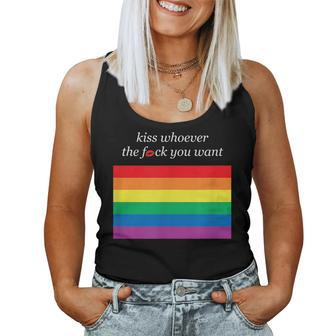 Aesthetic Lgbt Rainbow Flag Kiss Whoever The Fuck You Want Women Tank Top - Monsterry DE