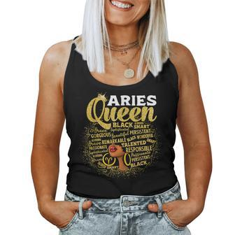 African American Zodiac Birthday Aries Queen Women Tank Top - Seseable