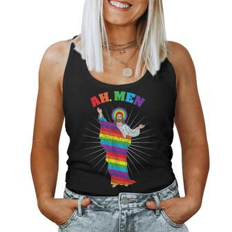 Ah Lgbt Gay Pride Jesus Rainbow God Women Tank Top - Thegiftio UK