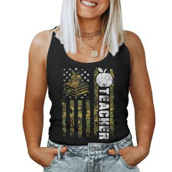 American Flag Camouflage Teacher Patriotic 4Th Of July Women Tank Top - Monsterry UK