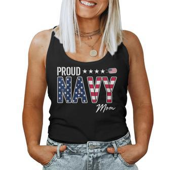 American Flag Proud Navy Mom Women Tank Top - Monsterry DE
