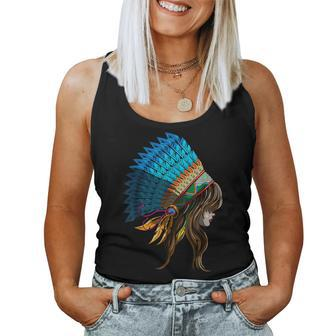 American Indian Beauty Girl Headdress Native Americans Women Tank Top - Monsterry UK