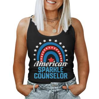 American Sparkle Counselor Rainbow Usa Flag 4Th Of July Women Tank Top - Monsterry DE