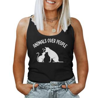 Animals Over People Animal Lover Vegan Plant Based Veganism Women Tank Top - Monsterry DE