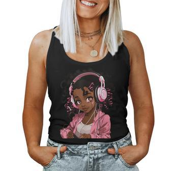 Anime And Music Black Girl Anime Merch Afro African American Women Tank Top - Thegiftio UK