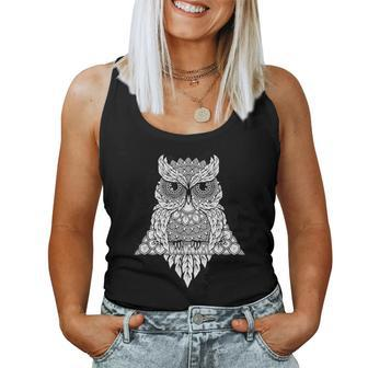 Artsy Owl Mandala Bird Night Creature Women Tank Top - Monsterry UK