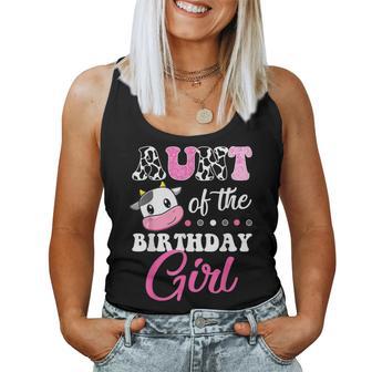 Aunt Of The Birthday Girl Family Matching Farm Cow Women Tank Top - Monsterry