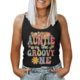 Auntie Of Groovy One Matching Family 1St Birthday Party Women Tank Top | Mazezy