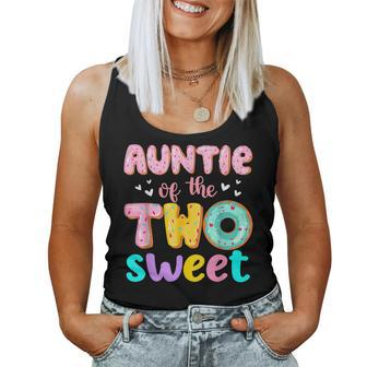 Auntie Of The Two Sweet Donut Birthday Family Theme Girl Women Tank Top - Thegiftio UK