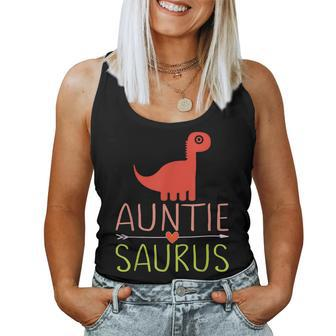 Auntiesaurus Dinosaur Aunt Dino Bae Best Auntie Ever Women Tank Top - Monsterry