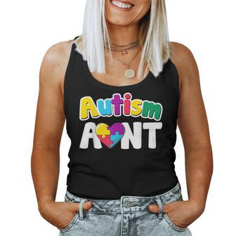 Autism Aunt Awareness Puzzle Pieces Colors Women Tank Top - Monsterry UK