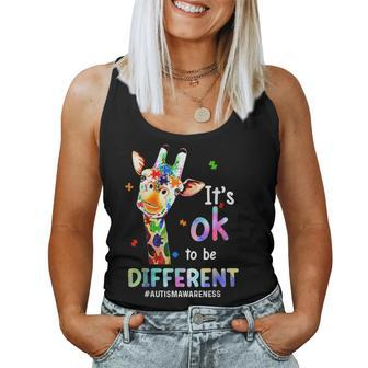 Autism Awareness Acceptance Giraffe Its Ok To Be Different Women Tank Top - Monsterry UK
