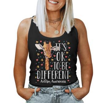 Autism Awareness Giraffe It's Ok To Be Different Autistic Women Tank Top - Seseable