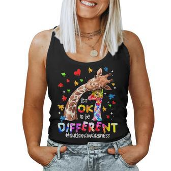 Autism Awareness Kid Its Ok To Be Different Giraffe Women Tank Top - Seseable