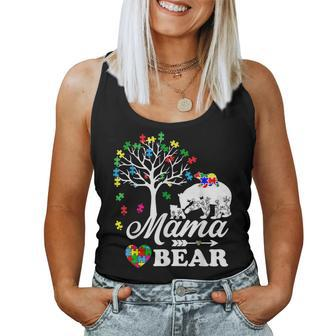 Autism Awareness Mama Bear Support Autistic Autism Mom Women Tank Top - Monsterry