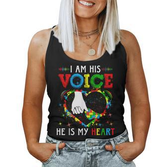 Autism Awareness I Am His Voice Mom And Son He Is My Heart Women Tank Top - Thegiftio UK