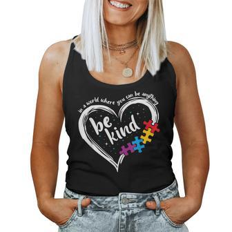 Autism Be Kind Blue Be Kind Autism Awareness Women Tank Top - Monsterry