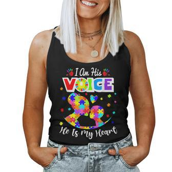 Autism Mom Im His Voice He Is My Heart Autism Awareness Women Tank Top - Monsterry AU