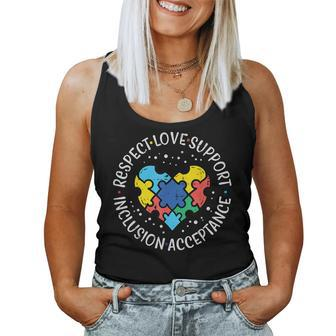 Autism Respect Love Inclusion Acceptance Awareness Kid Women Tank Top | Mazezy