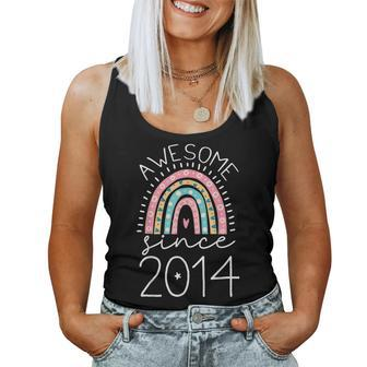 Awesome Since 2014 8Th Birthday Rainbow Born In 2014 Women Tank Top - Thegiftio UK