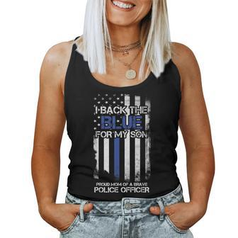 I Back The Blue For My Son Proud Mom Of A Police Officer Women Tank Top - Monsterry