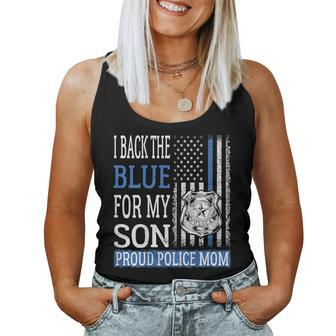 I Back The Blue For My Son Proud Police Mom Thin Blue Line Women Tank Top - Monsterry AU