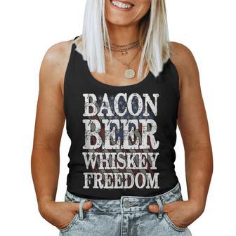 Bacon Beer Whiskey Freedom Women Tank Top - Monsterry