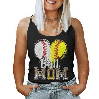 Ball Mom Heart Baseball Softball Mama 2024 Women Tank Top | Mazezy CA