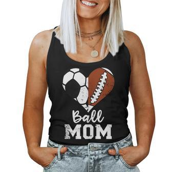 Ball Mom Heart Football Soccer Mom Women Tank Top - Monsterry