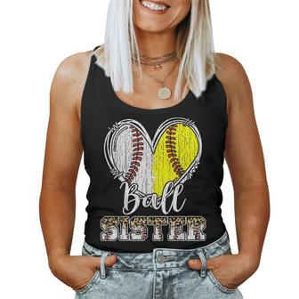 Ball Sister Heart Baseball Softball Sister Women Tank Top - Seseable