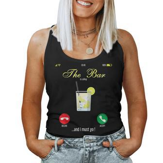 Bar Is Calling Mobile Call Wine Day Drinking Women Tank Top - Monsterry UK