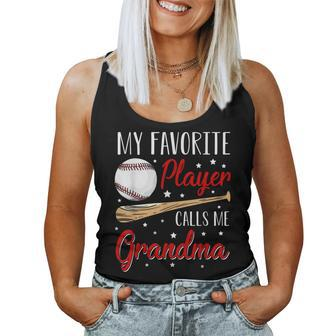Baseball My Favorite Player Calls Me Grandma Heart Women Tank Top - Thegiftio UK