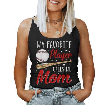 Baseball My Favorite Player Calls Me Mom Heart Mother Women Tank Top - Monsterry