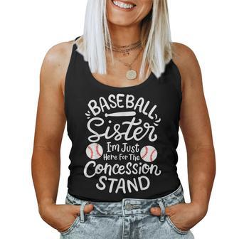 Baseball Sister I'm Just Here For Concession Stand Fan Women Women Tank Top - Seseable