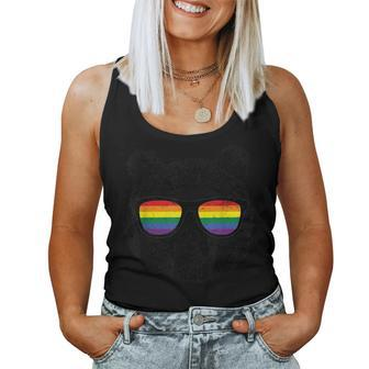 Bear Gay Distressed Rainbow Sunglasses Women Tank Top - Monsterry
