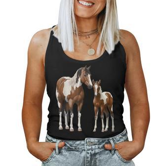 Beautiful Brown Pinto Bay Paint Horse Mare & Foal Women Tank Top - Monsterry