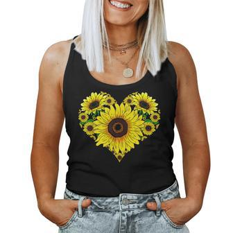 Beautiful Sunflower Lover Gardener Hippie Heart Sunflower Women Tank Top - Thegiftio UK