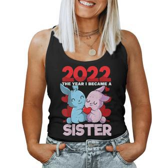 Becoming A Sister 2022 Bunny Baby Sibling Announcement Women Tank Top - Monsterry CA