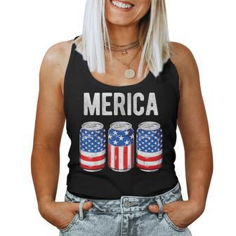 Beer American Flag 4Th Of July Merica Usa Drinking Women Tank Top - Monsterry