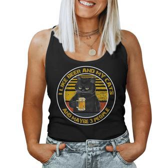 I Like Beer My Cat And Maybe 3 People Day Cats Women Tank Top - Seseable