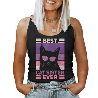 Best Cat Sister Ever Cat Lover Black Cat Themed Women Tank Top - Monsterry