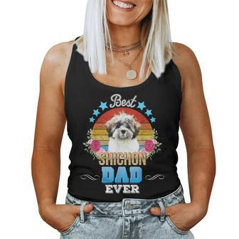 Best Dog Dad Ever Shichon Floral Retro Father Day Lover Women Tank Top - Monsterry CA
