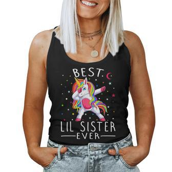 Best Lil Sister Ever Dabbing Unicorn Women Tank Top - Monsterry