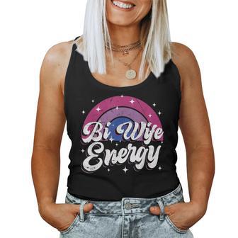 Bi Wife Energy Bisexual Pride Bisexual Flag Quote Women Tank Top - Seseable