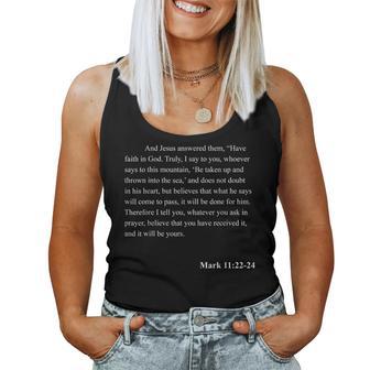 Bible Verse Bible Verse Mark 1122-24 Christian Jesus Psalm Women Tank Top - Monsterry